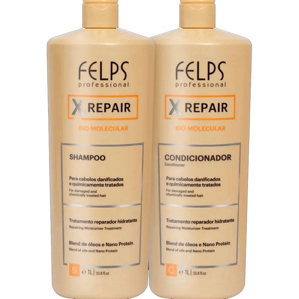 Felps, Kit Xrepair Bio Molecular, 2x1L | 33.8 oz - BUY BRAZIL STORE