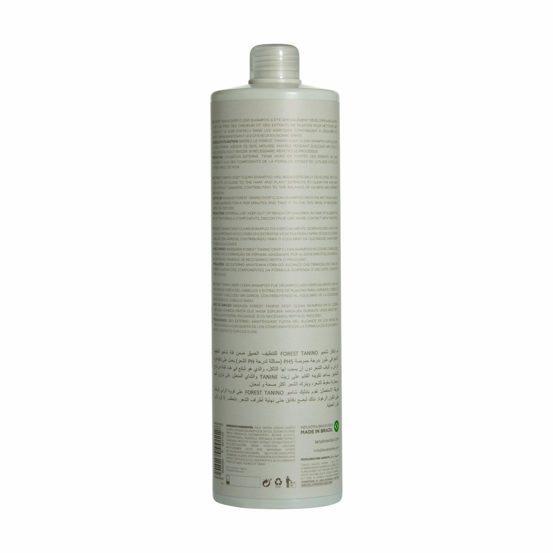 Lana Brasiles | Forest Tanino Deep Clean Shampoo | Repair And Shine | 1000 ml / 33.8 fl.oz - BUY BRAZIL STORE