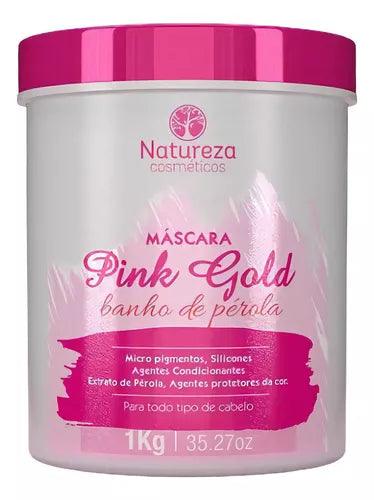 Natureza Cosmeticos, Pink Gold, Hair Mask For Hair, 1Kg - BUY BRAZIL STORE