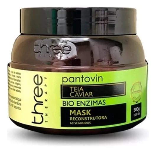 Three Therapy, Pantovin Teia Caviar Bio Enzimas, Hair Mask For Hair, 500g