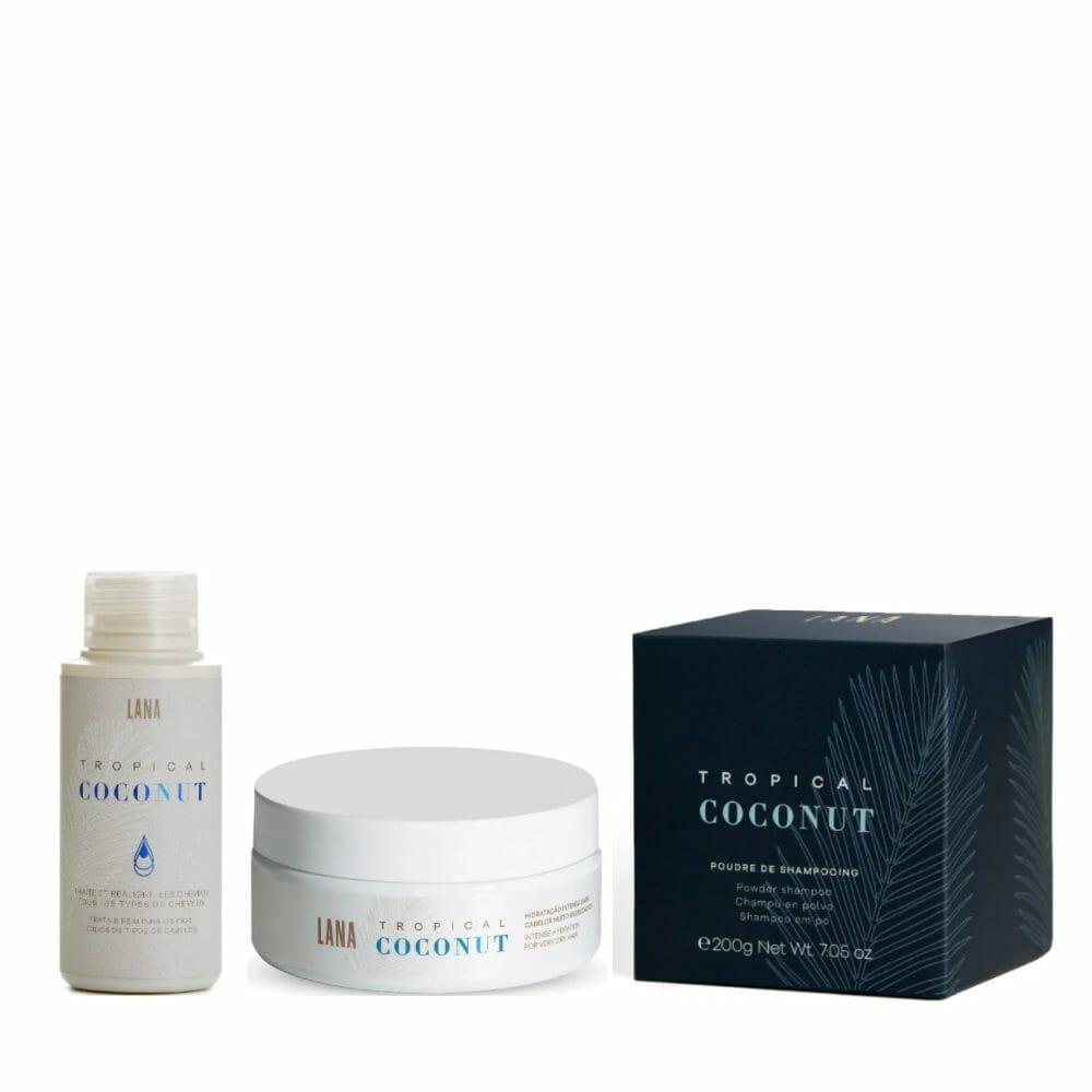 Tropical Coconut Smoothing Hair Treatment 100ml + Hair Mask 200g + Powder Shampoo 200g - BUY BRAZIL STORE
